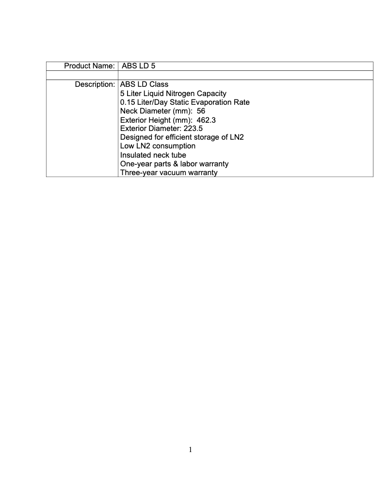 Page 1 de la notice Manuel utilisateur American BioTech Supply ABS-LD-5
