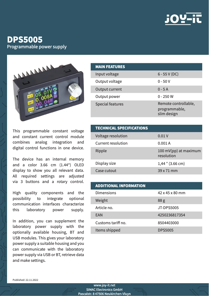 Image de la première page du manuel de l'appareil JT-DPS5005