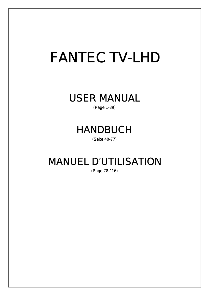 Page 1 de la notice Manuel utilisateur Fantec TV-LHD