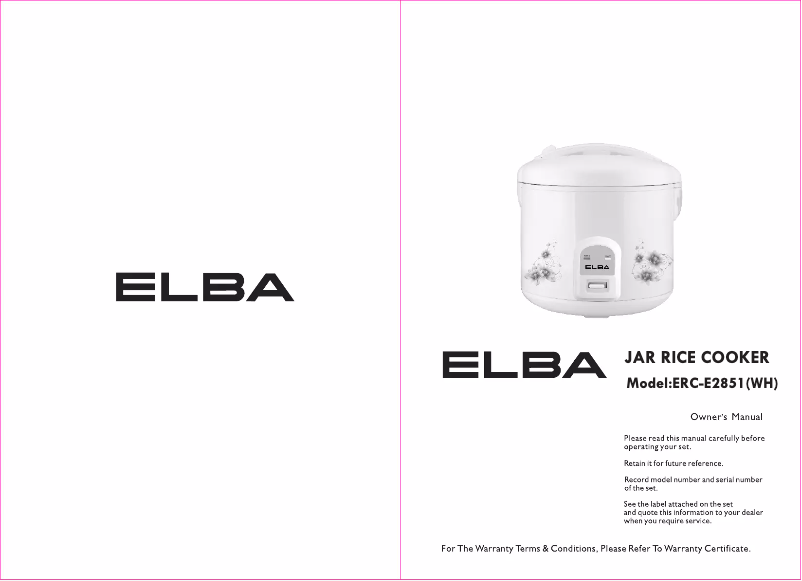 Image de la première page du manuel de l'appareil ERC-E2851(WH)