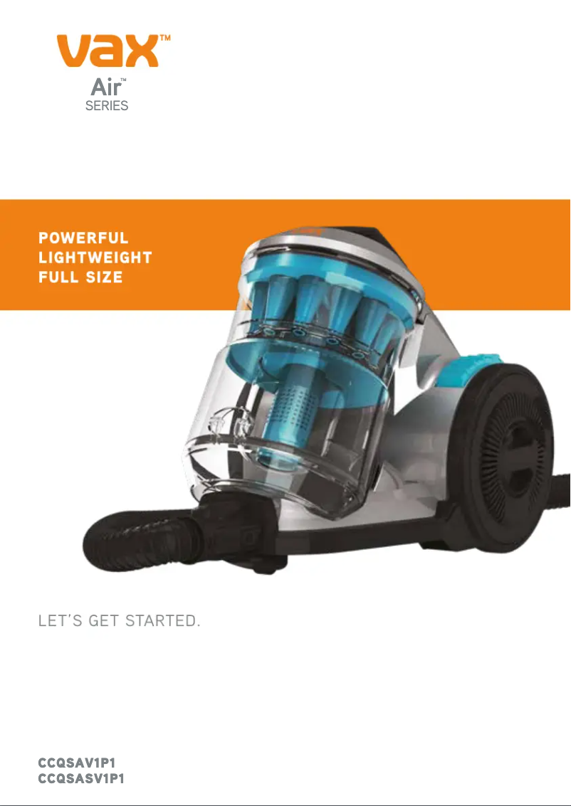 Page 1 de la notice Manuel utilisateur Vax Air CCQSAV1T1