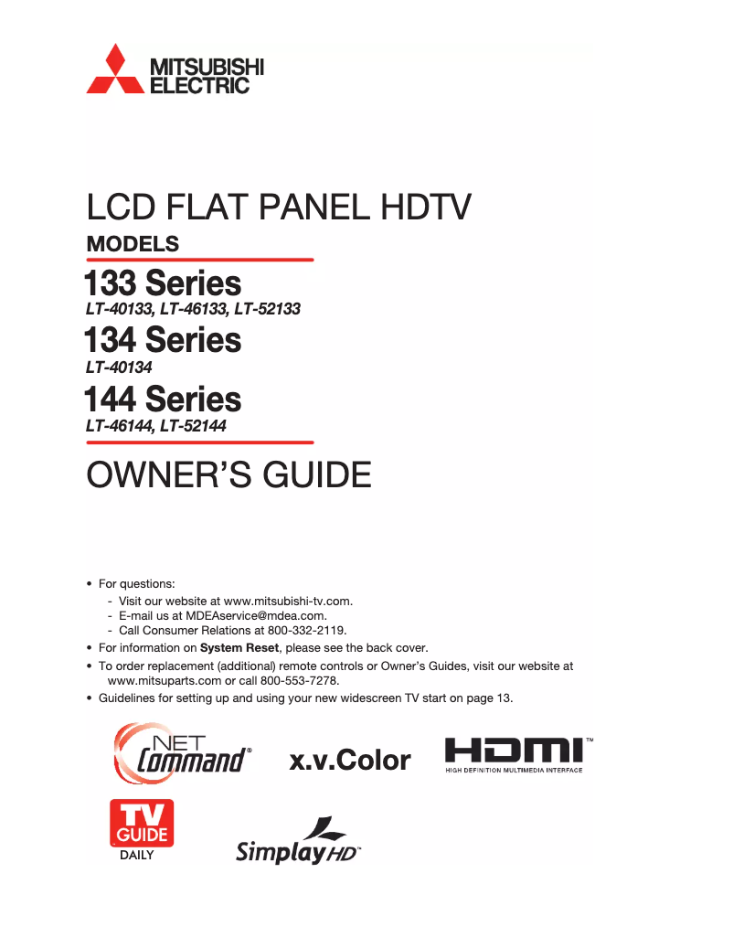 Page n°1 - Manuel utilisateur Mitsubishi LT-40133
