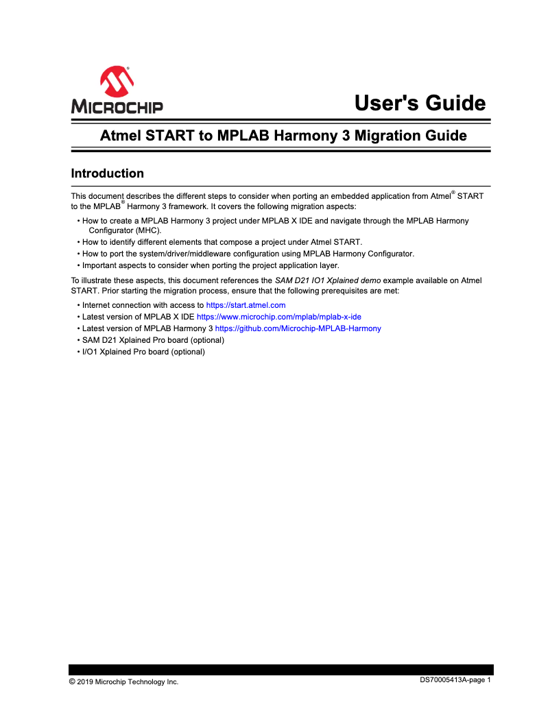 Page 1 de la notice Manuel utilisateur Microchip PIC32CM6408MC00032