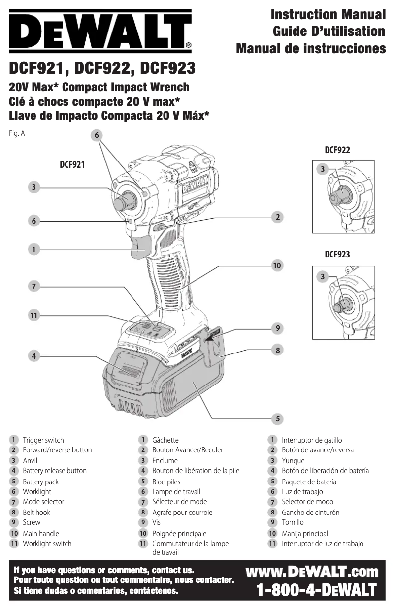 Página 1 del manual Manual de usuario DeWalt DCF921B