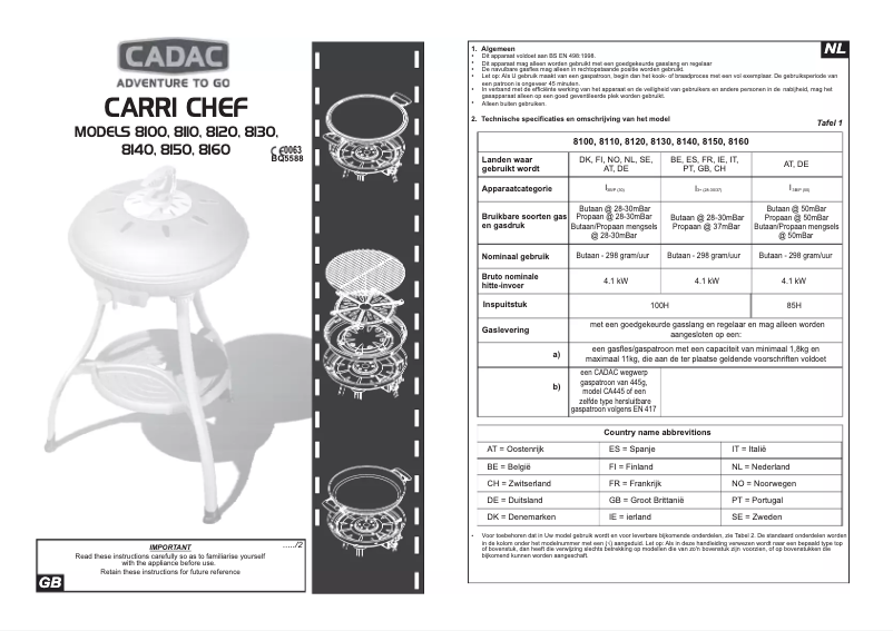 Page n°1 - Manuel utilisateur Cadac Carri Chef 8140