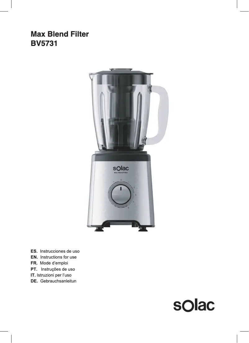 Image de la première page du manuel de l'appareil MaxBlend Filter BV5731