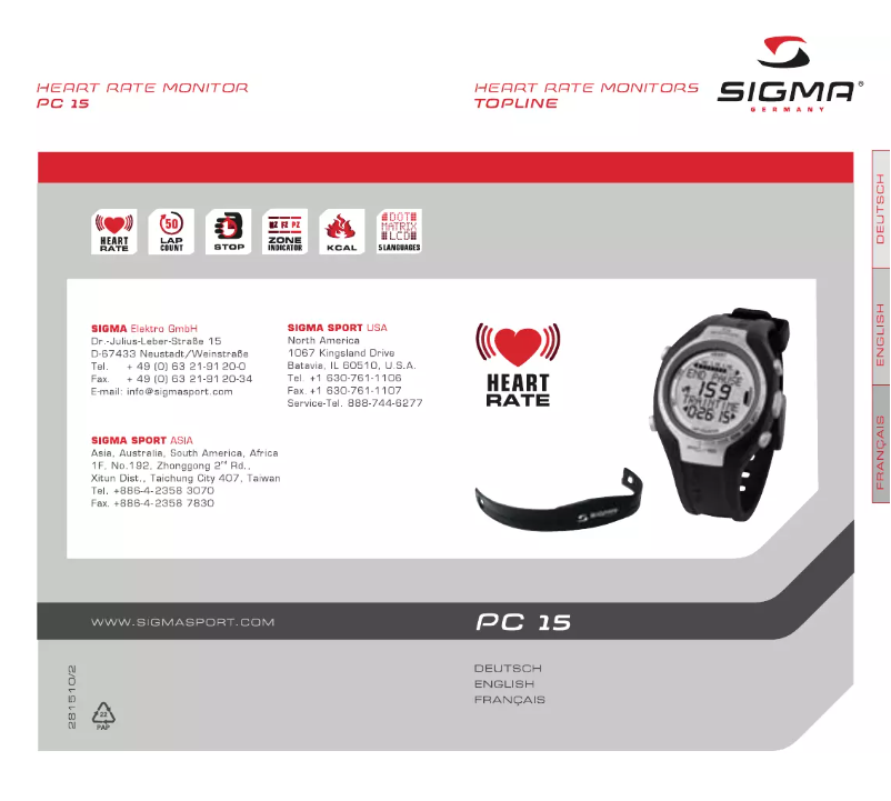 Page n°1 - Manuel utilisateur Sigma PC 15