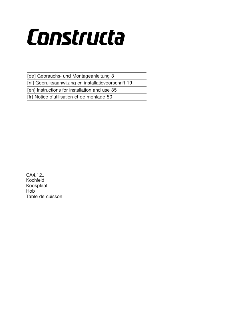 Page n°1 - Mode d'emploi Constructa CA431230N