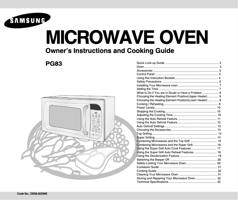 Page 1 de la notice Manuel utilisateur Samsung PG83
