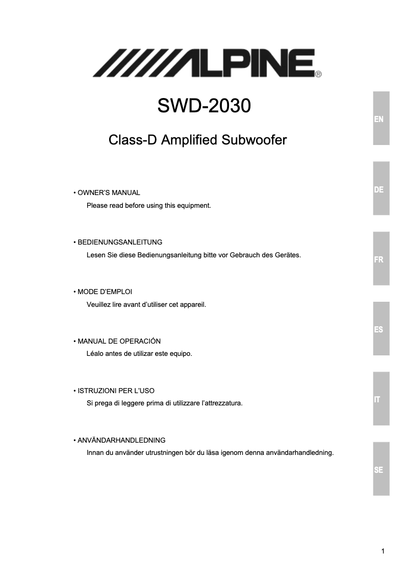 Imagen de la primera página del manual del dispositivo SWD-2030