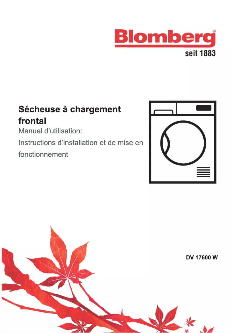 Page n°1 - Manuel utilisateur Blomberg DV 17600 W