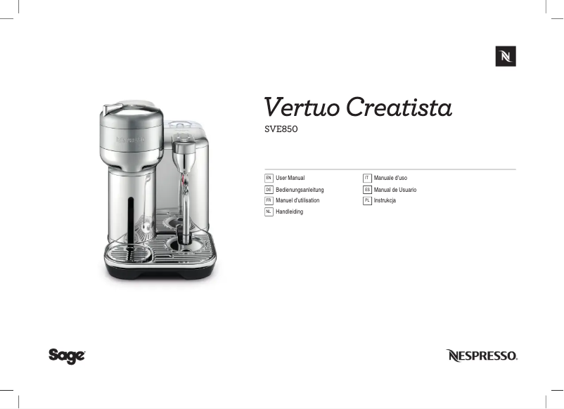 Page n°1 - Manuel utilisateur Sage Nespresso Vertuo Creatista