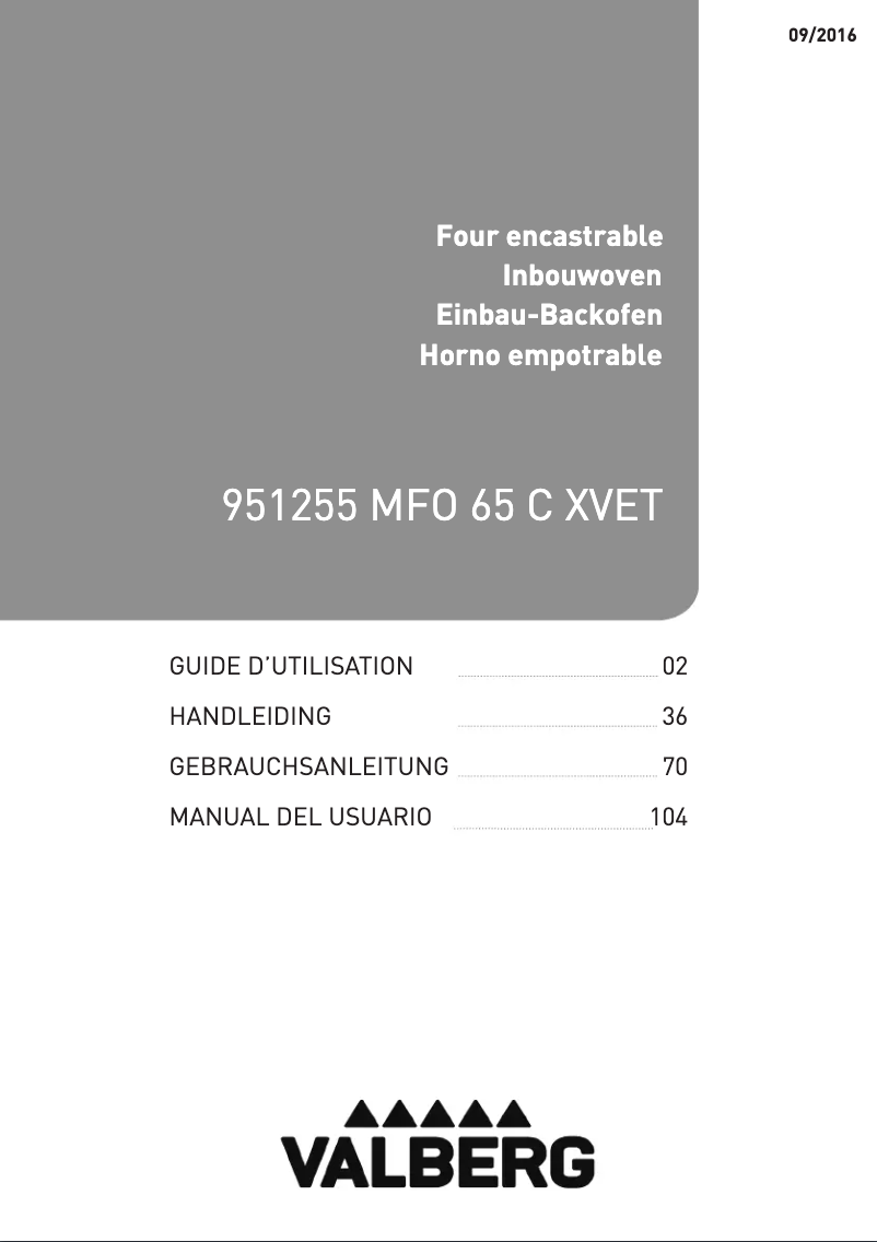 Page 1 of the manual User Manual Valberg 951255 MFO 65 C XVET
