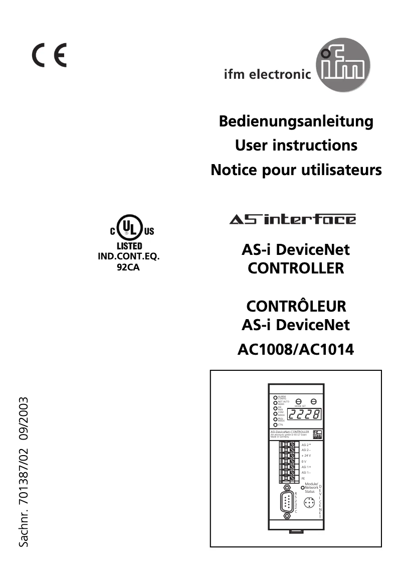 Image de la première page du manuel de l'appareil AC1008