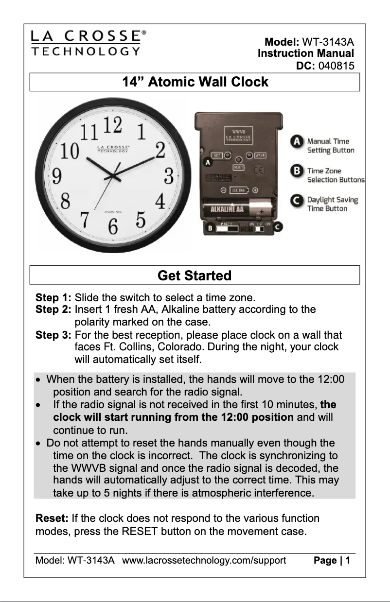 Page 1 de la notice Manuel utilisateur La Crosse Technology WT-3143A
