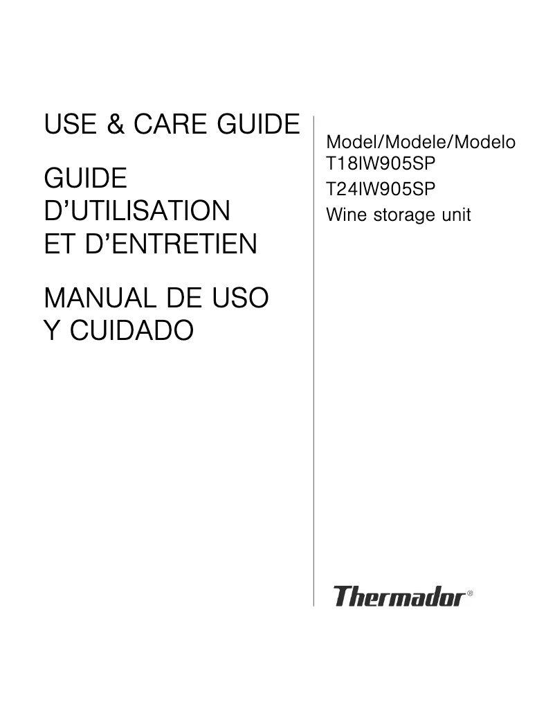Page 1 de la notice Manuel utilisateur Thermador T18IW905SP