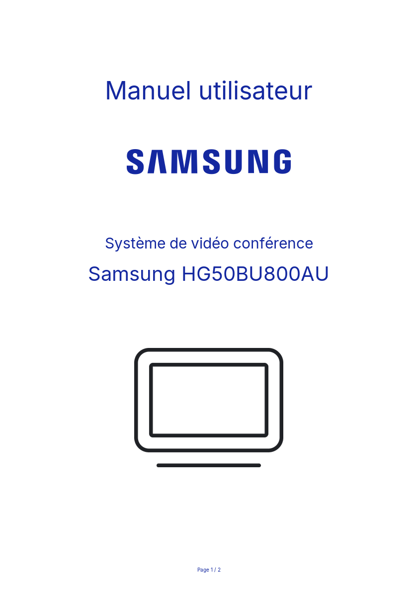 Page n°1 - Manuel utilisateur Samsung HG50BU800AU