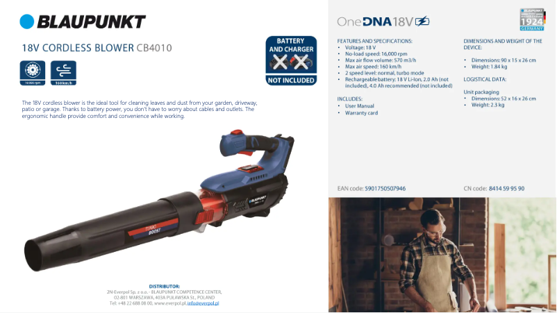 Page 1 de la notice Fiche technique Blaupunkt CB4010