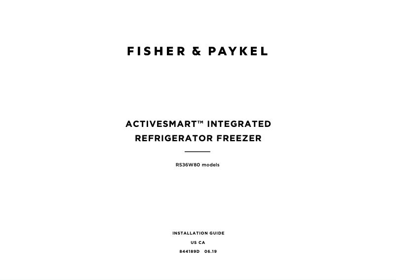 Page 1 de la notice Guide d'installation Fisher & Paykel RS36W80LJ1 N