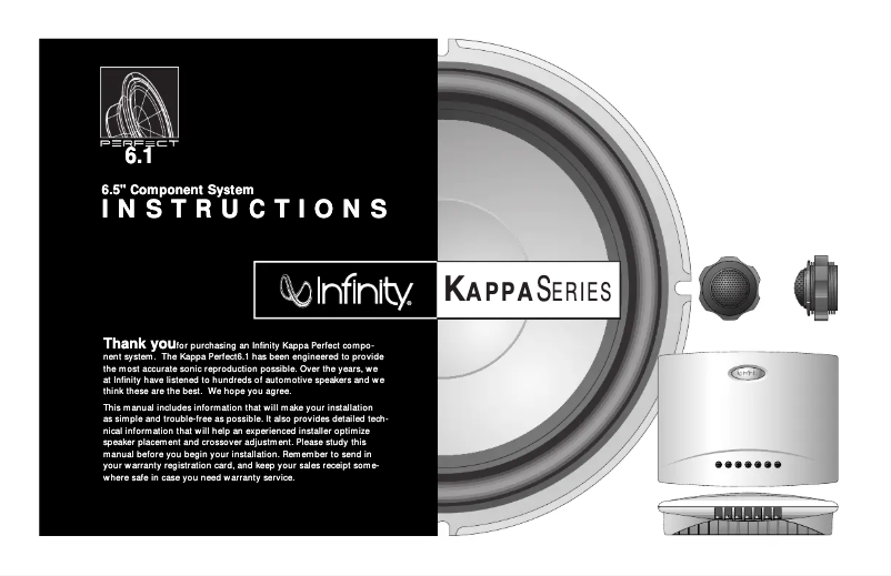 Page 1 de la notice Manuel utilisateur Infinity Kappa Perfect 6.1