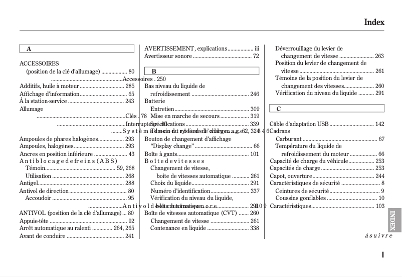 Page 1 de la notice Manuel utilisateur Honda Civic Hybrid (2010)