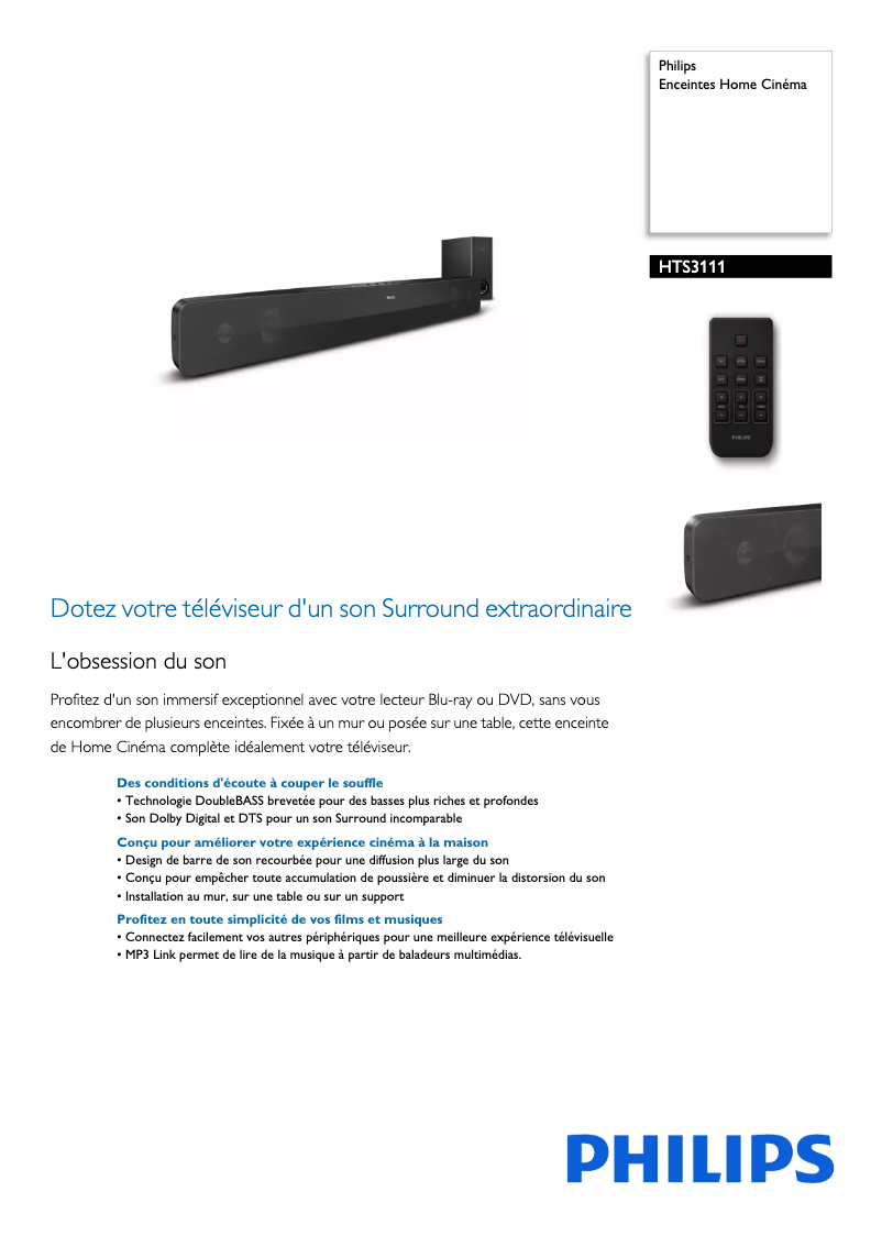 Page n°1 - Fiche technique Philips HTS3111
