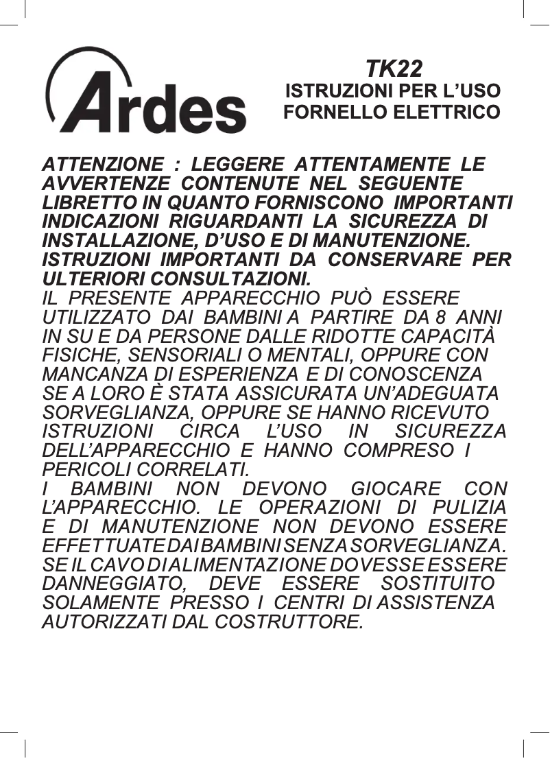 Página 1 del manual Manual de usuario Ardes ARTK22