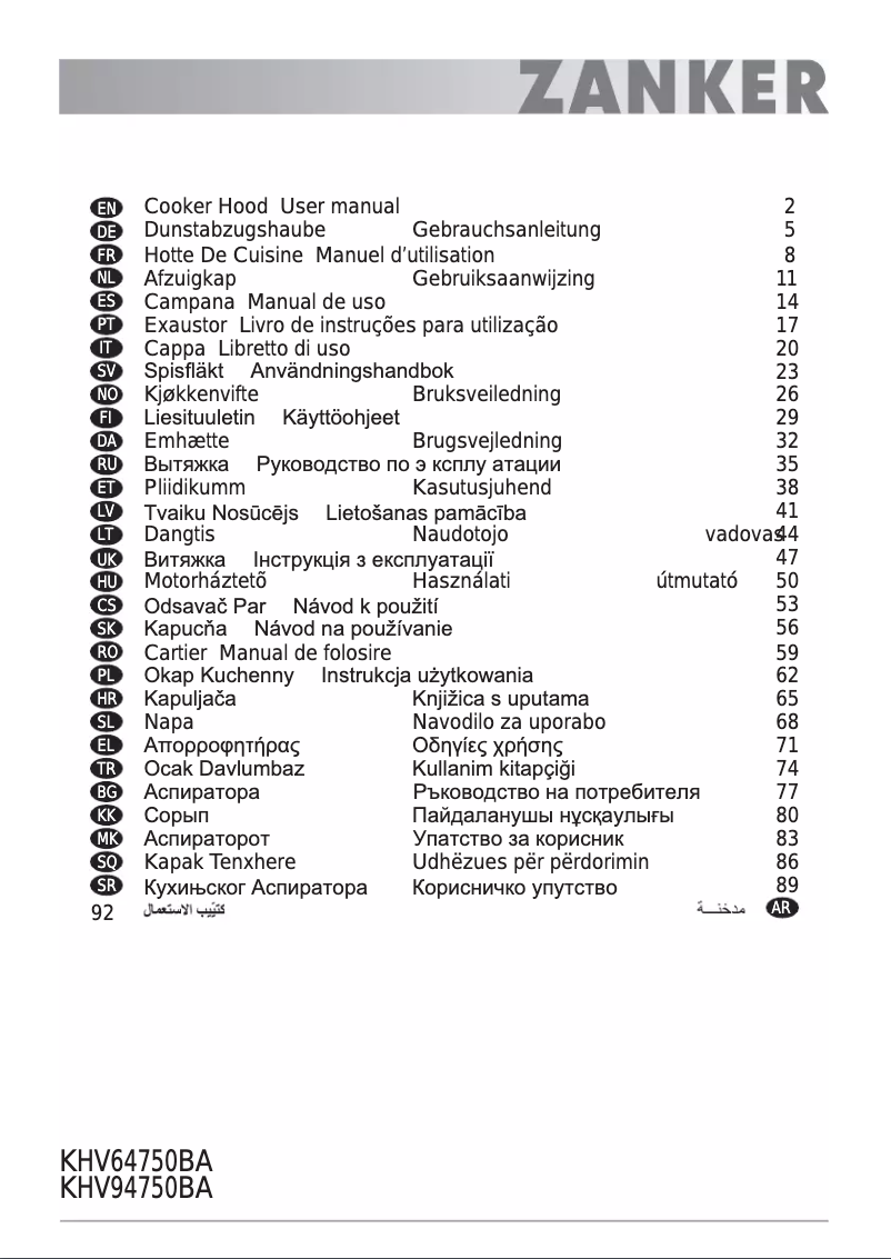 Page n°1 - Manuel utilisateur Zanker KHV94750BA