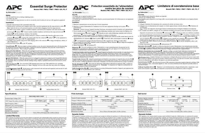 Page n°1 - Manuel utilisateur APC PM5U-GR