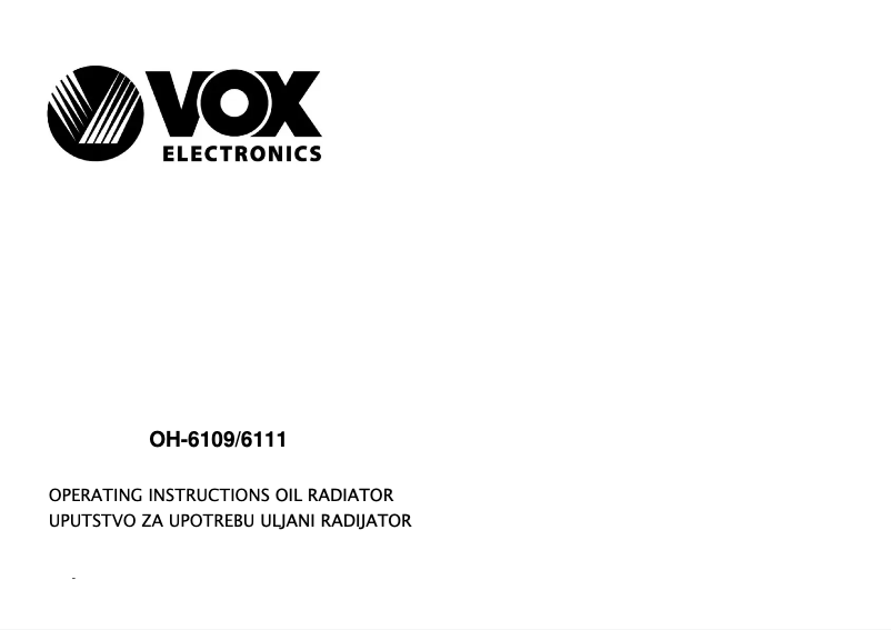 Page 1 de la notice Manuel utilisateur VOX OH6111