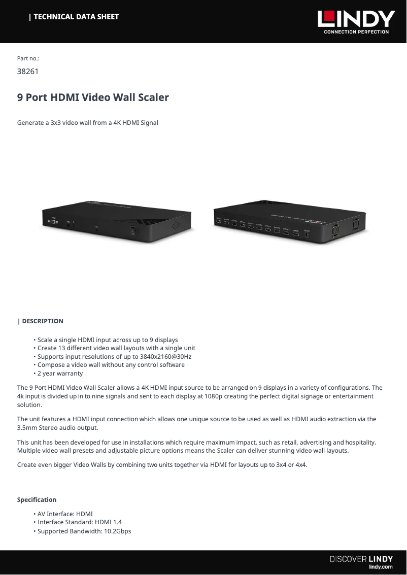 Page 1 de la notice Manuel utilisateur Lindy 38261