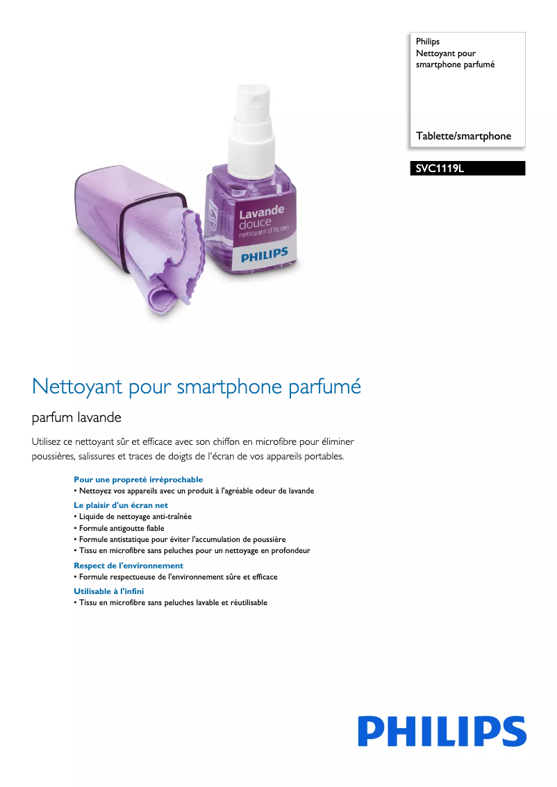 Página 1 del manual Ficha técnica Philips SVC1119L