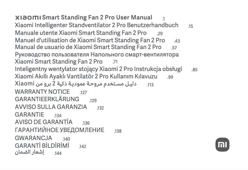 Page n°1 - Manuel utilisateur Xiaomi Smart Standing Fan 2 Pro