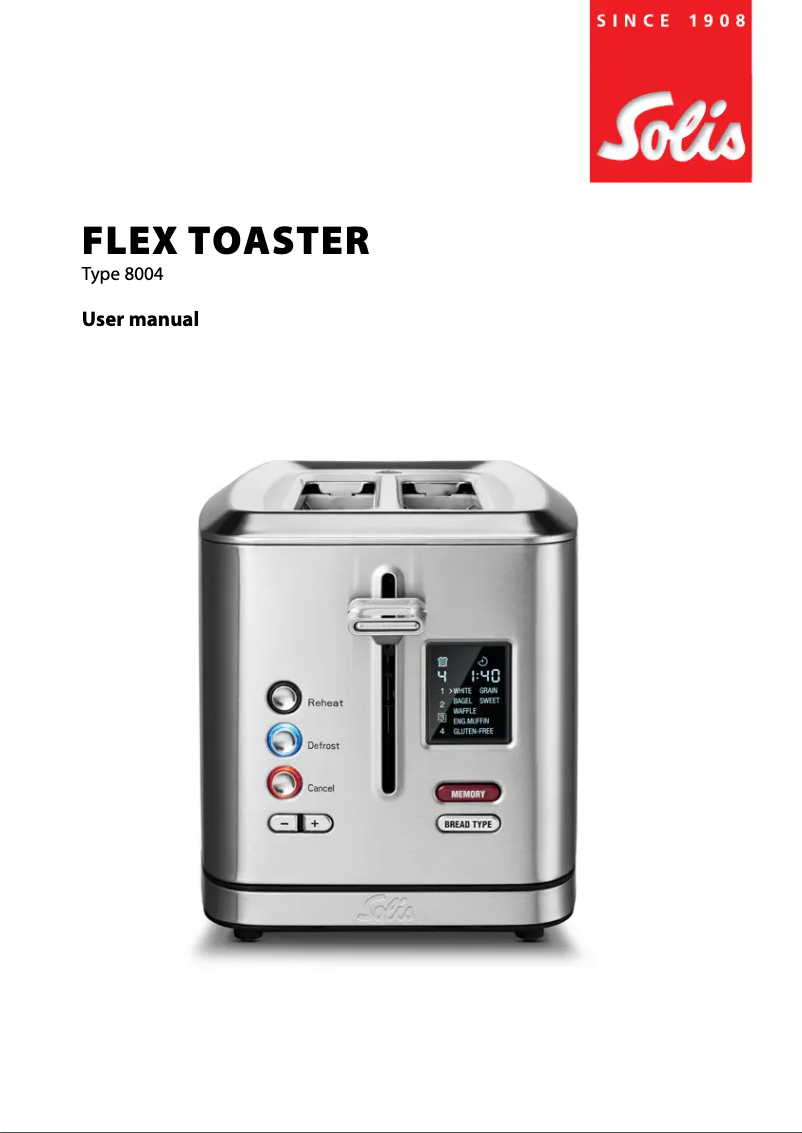 Page 1 de la notice Manuel utilisateur Solis Flex Toaster 8004