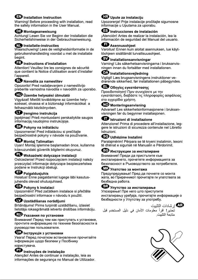 Page 1 de la notice Guide d'installation Electrolux EAL6140WOU