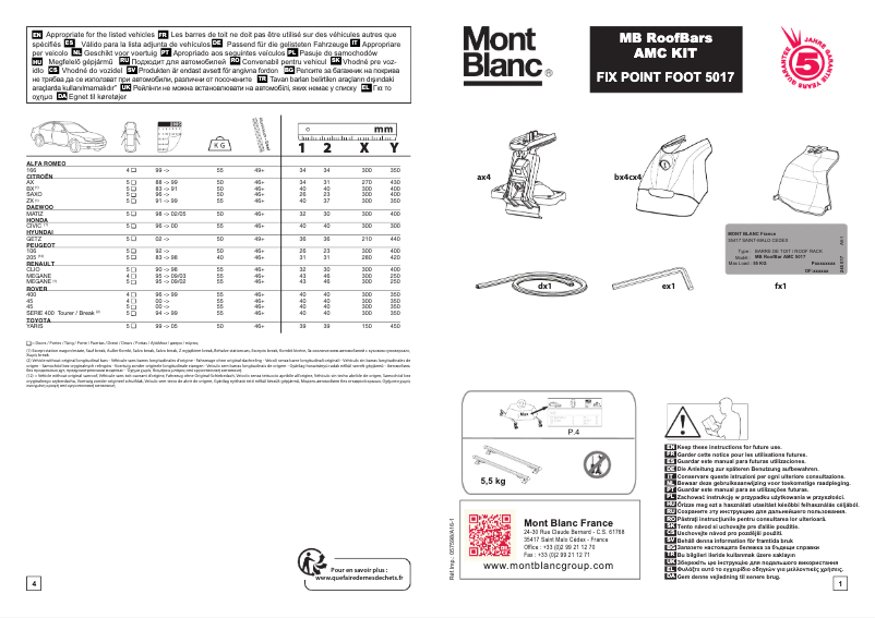 Page 1 de la notice Manuel utilisateur Mont Blanc AMC 5017