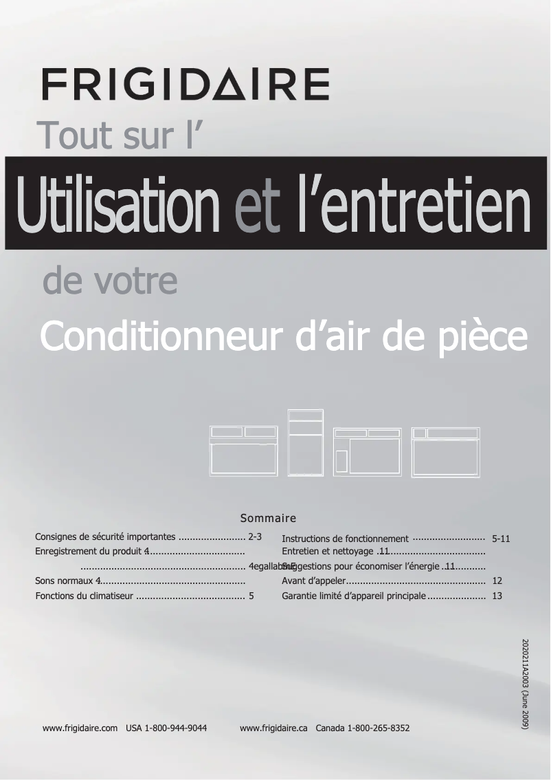 Page n°1 - Manuel utilisateur Frigidaire FRA124ZU1