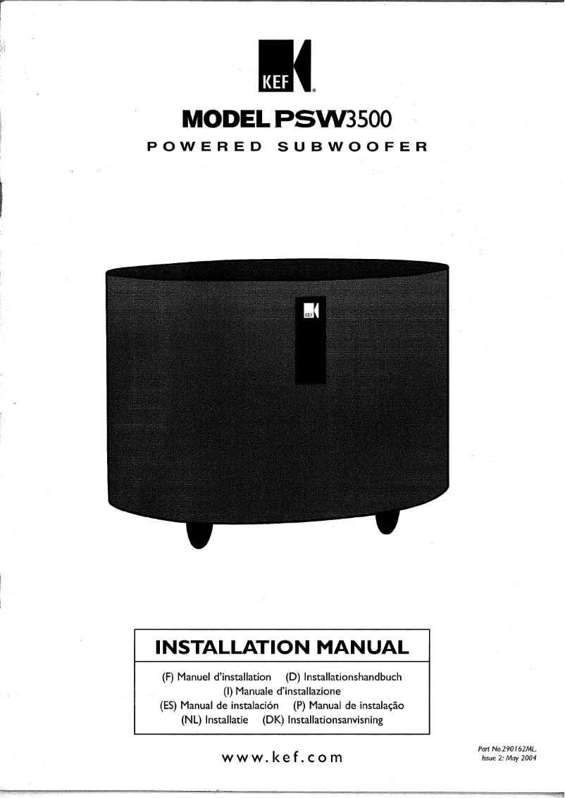 Page 1 de la notice Manuel utilisateur KEF PSW 3500
