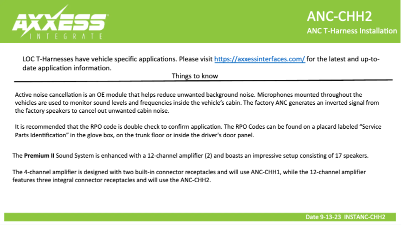 Página 1 del manual Manual de usuario Metra Axxess ANC-CHH2