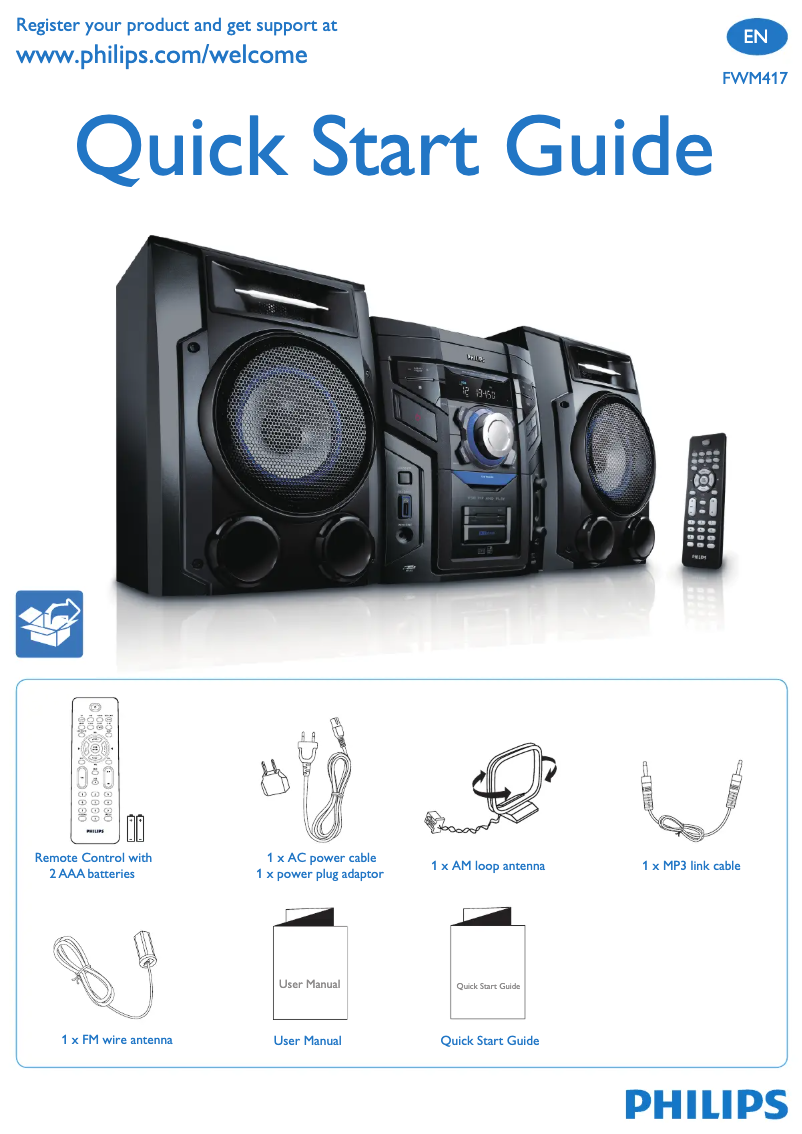 Página 1 del manual Guía de inicio rápido Philips FWM417