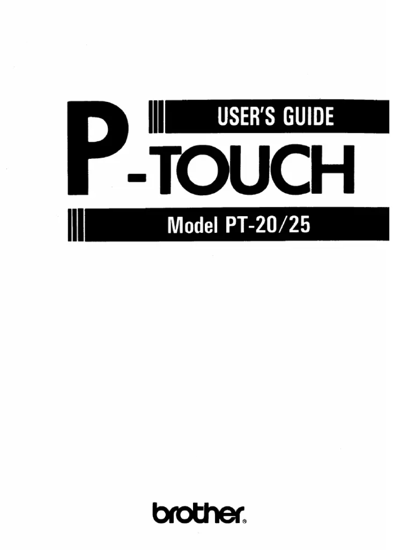 Page n°1 - Manuel utilisateur Brother P-Touch 20