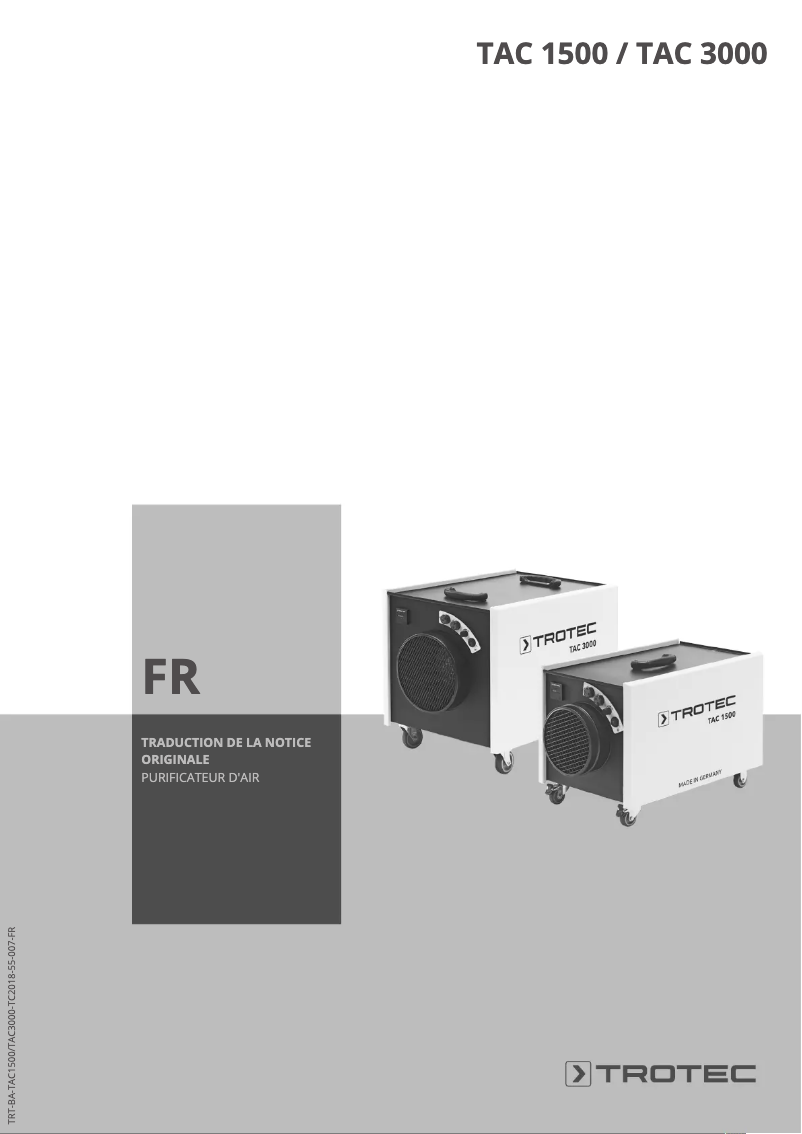 Page n°1 - Manuel utilisateur Trotec TAC 1500