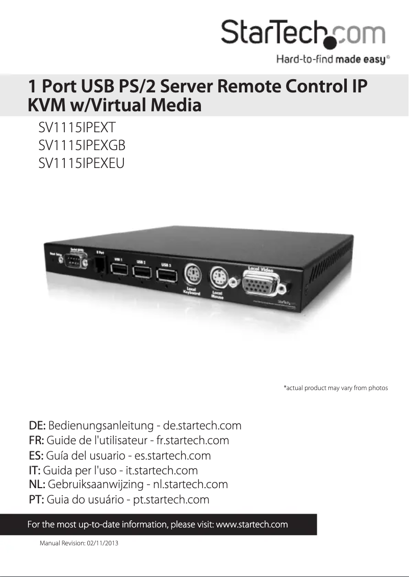 Page 1 of the manual User Manual StarTech.com SV1115IPEXT