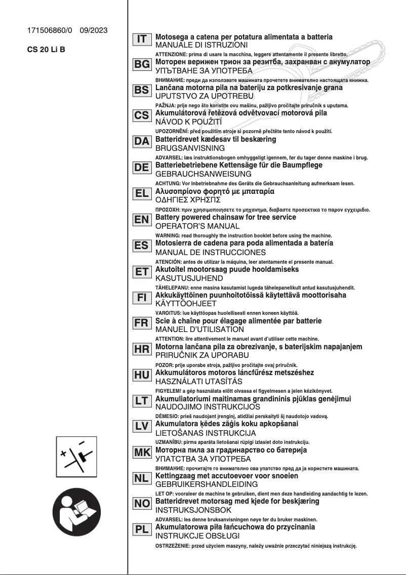 Page 1 de la notice Manuel utilisateur Stiga CS 300e