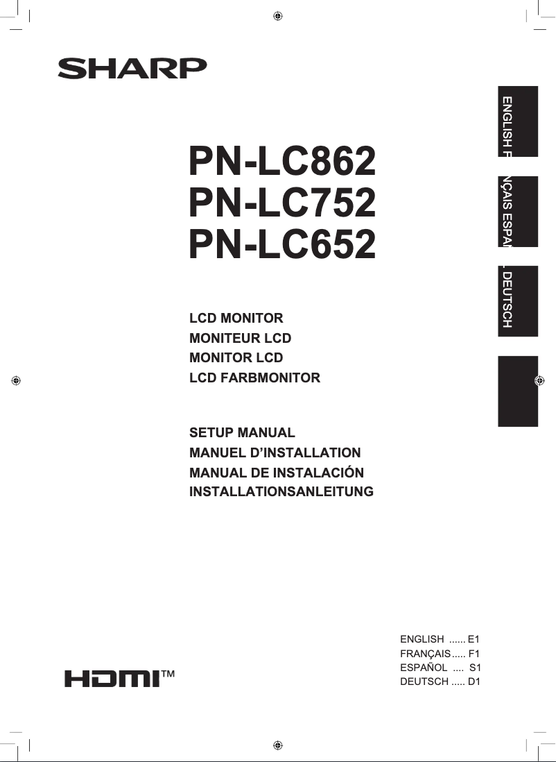 Page 1 de la notice Manuel utilisateur Sharp PN-LC752