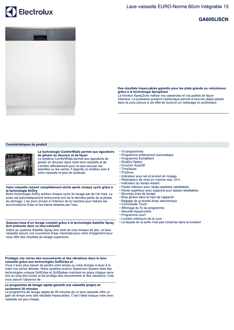 Page n°1 - Fiche technique Electrolux GA60SLISCN