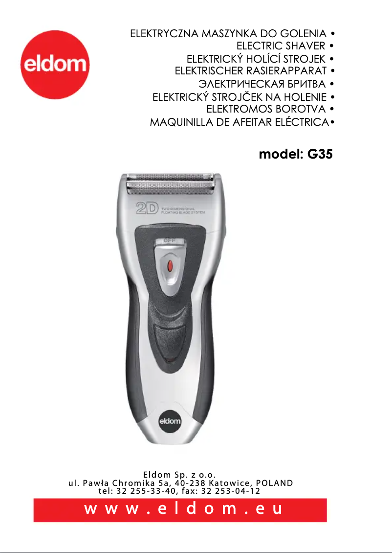 Page 1 de la notice Manuel utilisateur Eldom G35
