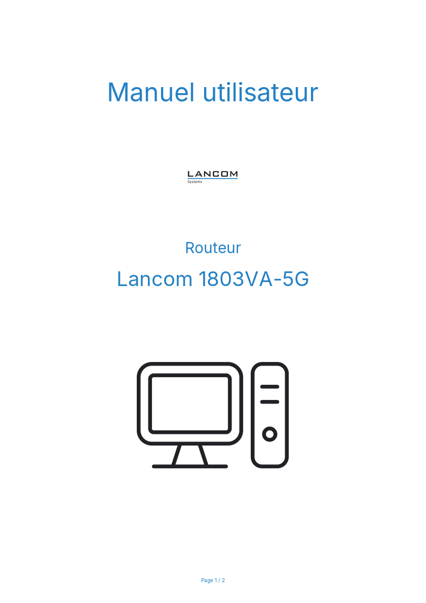 Page n°1 - Manuel utilisateur Lancom 1803VA-5G