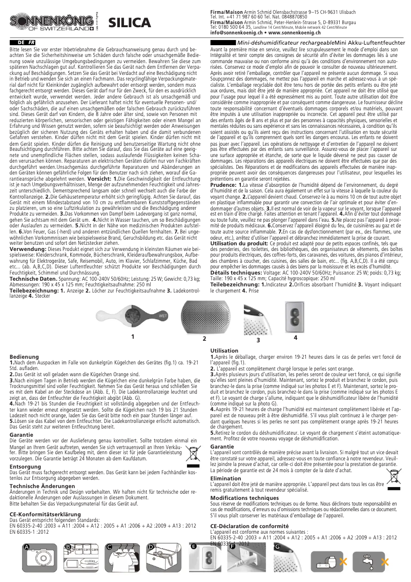 Image de la première page du manuel de l'appareil Silica