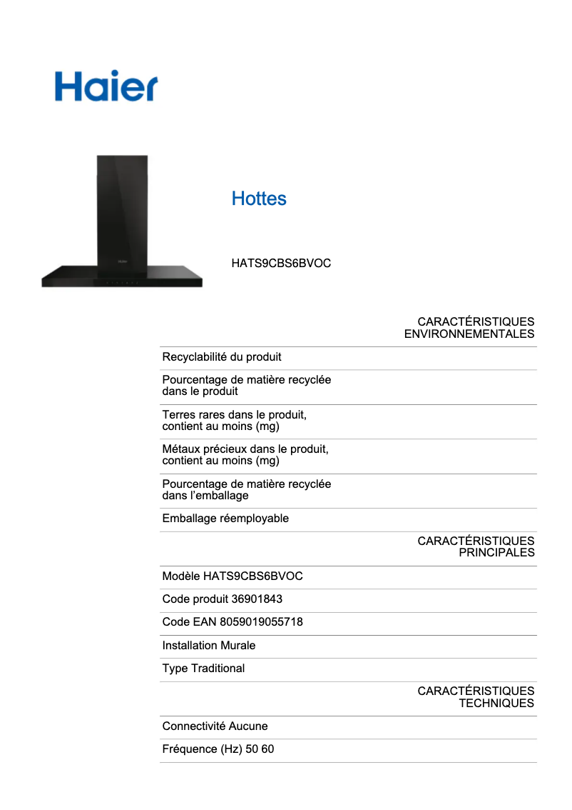 Página 1 del manual Etiqueta energética Haier HATS9CBS6BVOC